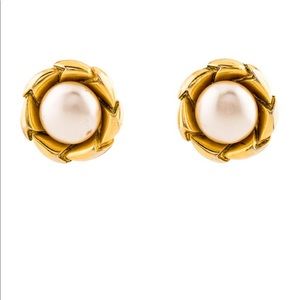 CHANEL Faux Pearl Clio-On Earrings